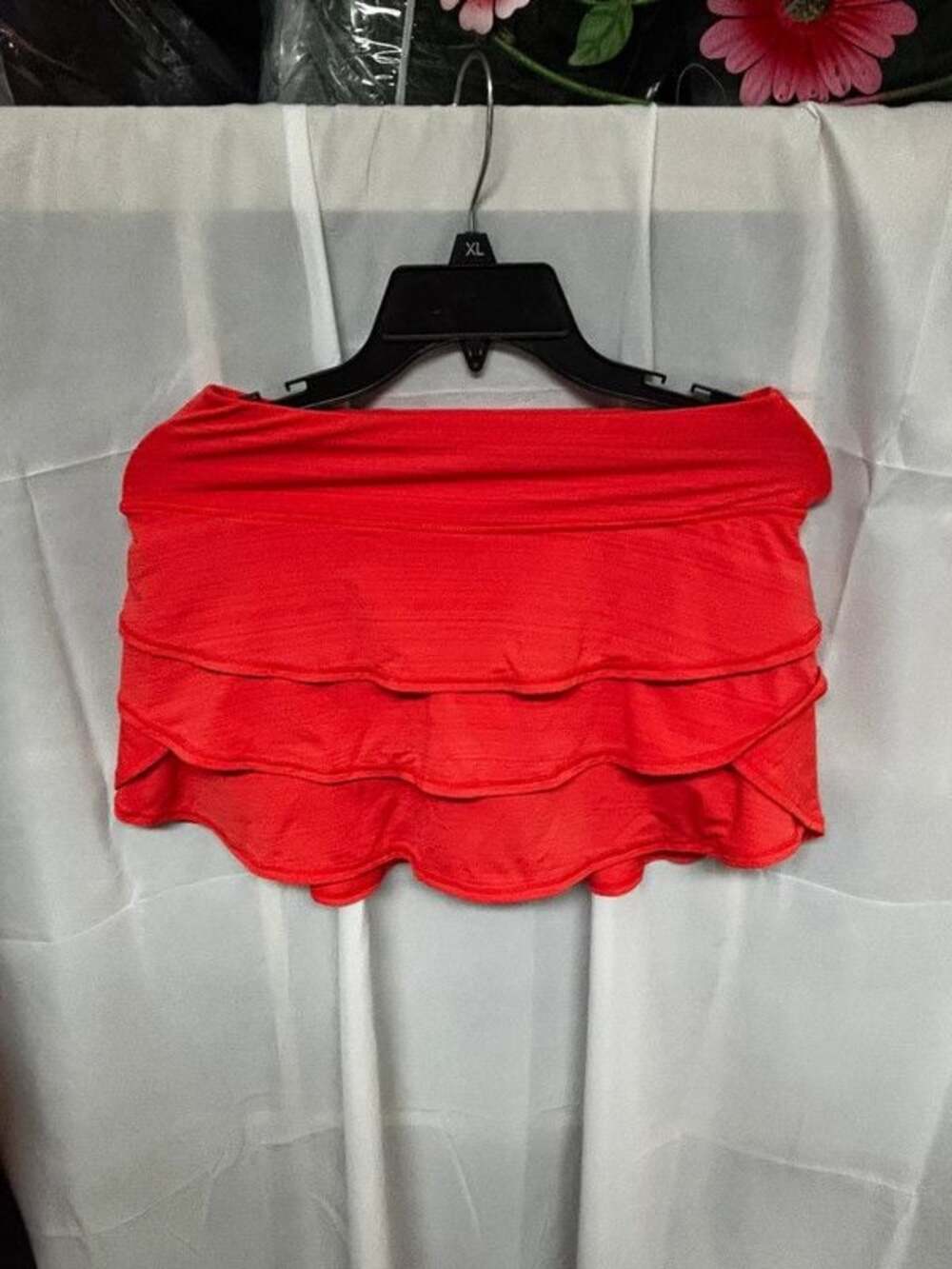 Red skort with ruffles